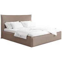 POLSTERBETT Pillow mit Bettkasten, Lattenrost & hohem Kopfteil in Braun Chenille 120x200 cm - Birkefarben/Schwarz, Holz/Kunststoff (120/200cm) - WFL GROUP