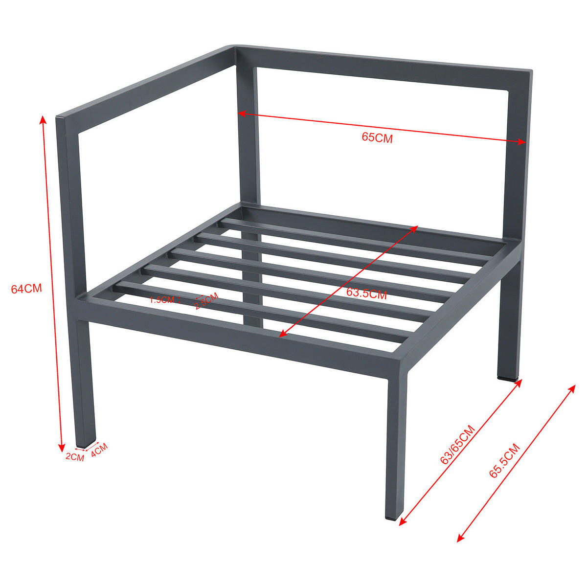 MODULARES LOUNGESET - 5-teilig - Stahl / Olefin - Grau - Grau, Kunststoff/Textil - home24