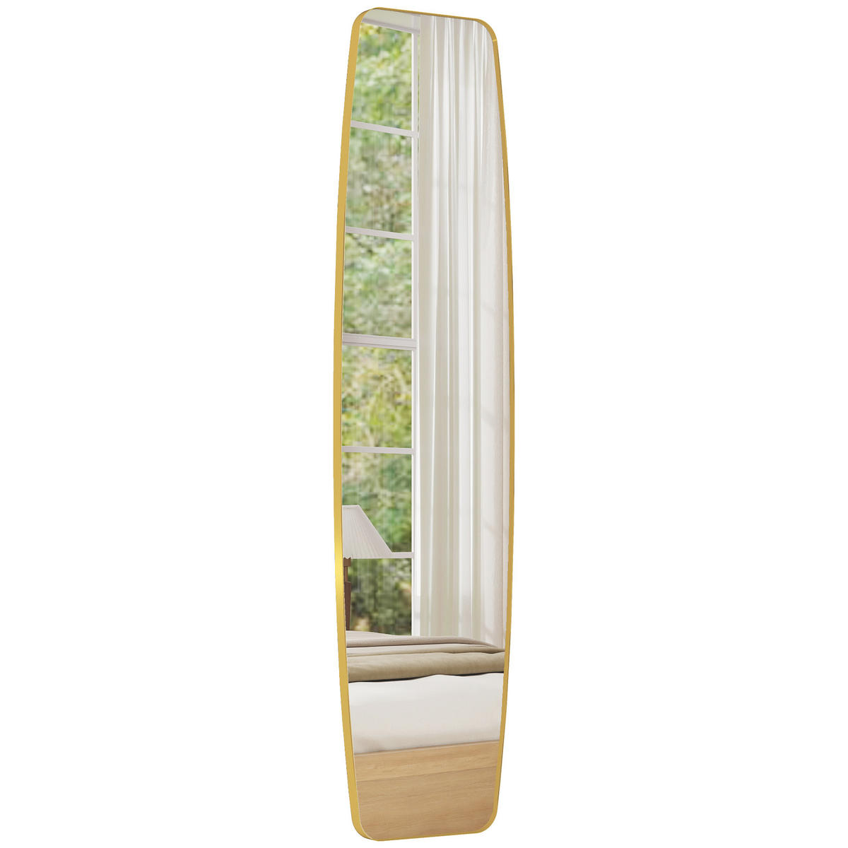 WANDSPIEGEL DE-14363 oval in Langform mit Goldrahmen Gold - Goldfarben, Glas (160/3/40cm) - ComfortXL