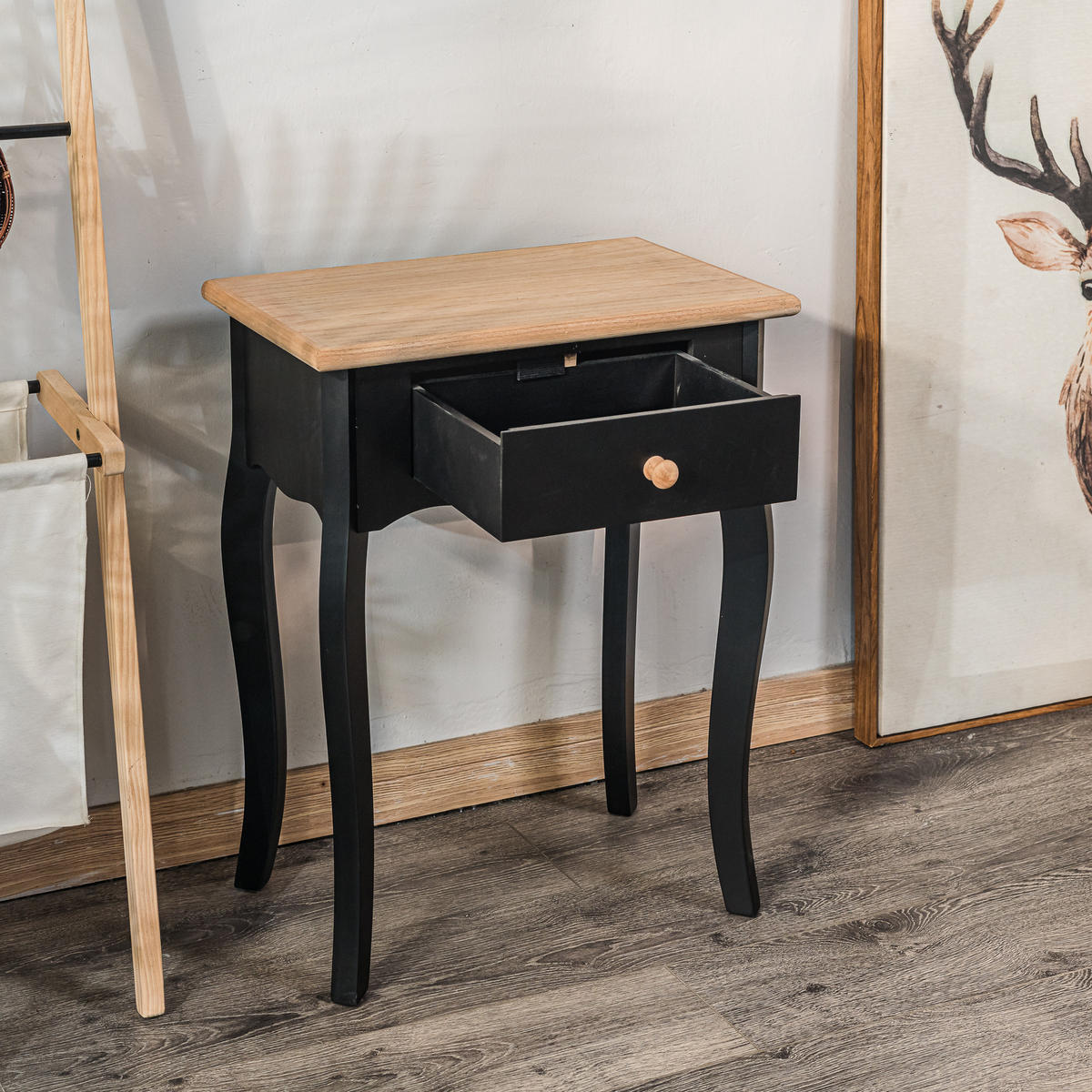 NACHTTISCH Rechteckig Schwarz 47 x 30 x 62 cm - Schwarz, Holz (47/62/30cm) - Nordlys