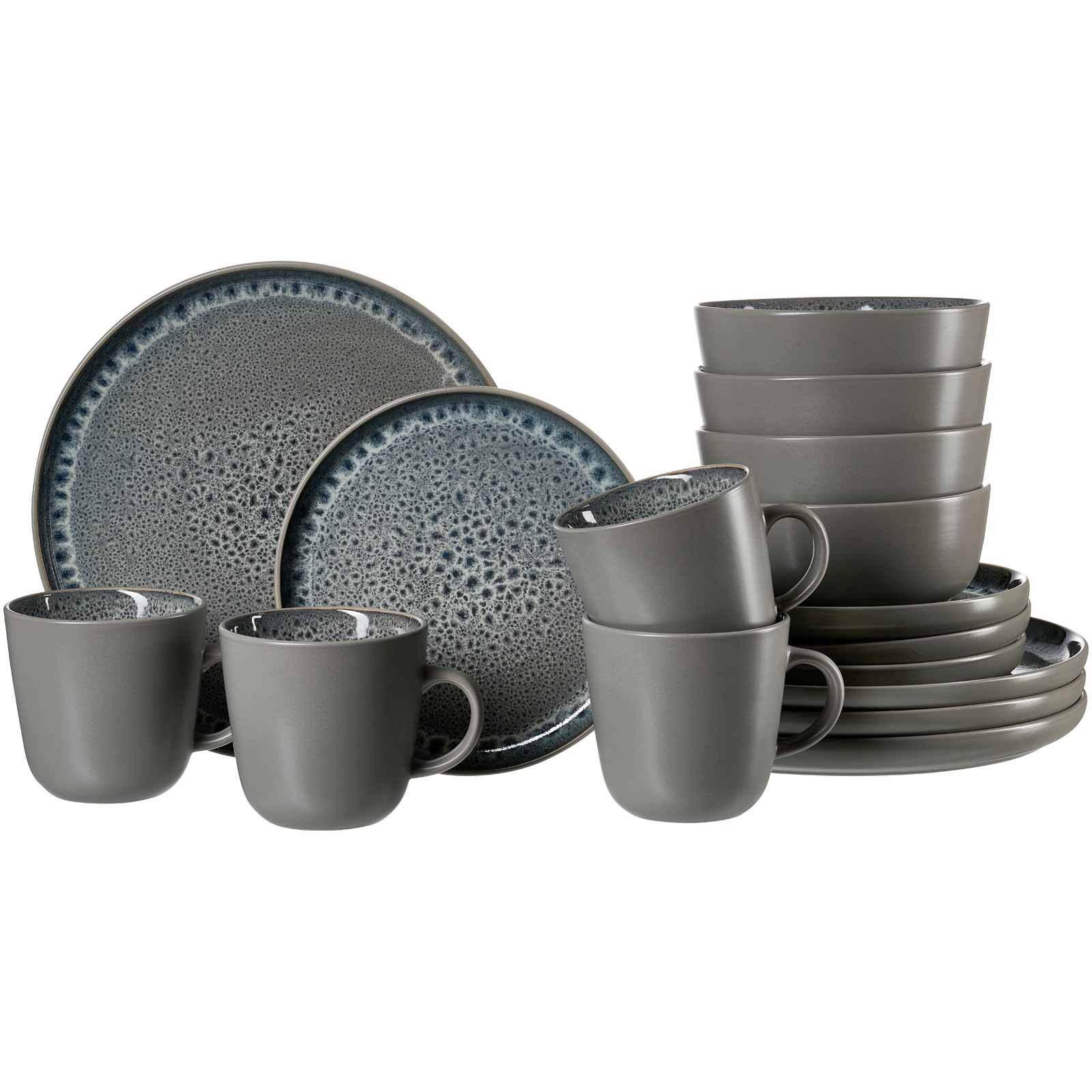 KOMBISERVICE Skara schwarz 16er Set - Schwarz, Keramik (24.5/29/34.5cm) - Ritzenhoff Breker