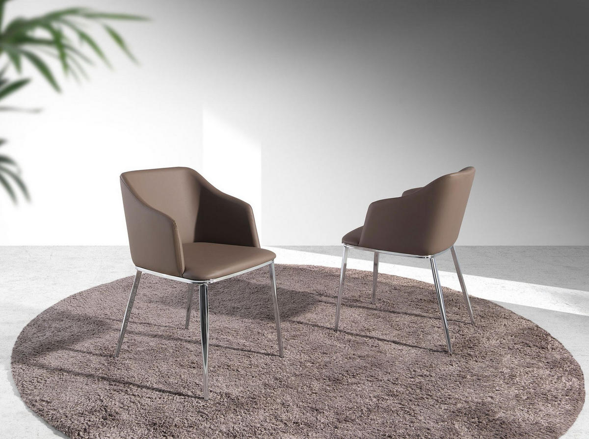 STUHL Kunstleder braun 51/56/79 cm - Chromfarben/Edelstahlfarben, Leder/Kunststoff (51/79/56cm) - ANGEL CERDA