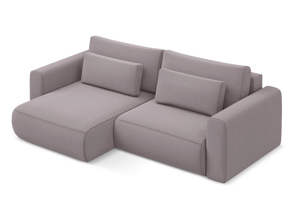 ECKSOFA mit Schlaffunktion Samt Stoff Violett - Lila/Flieder, Kunststoff/Textil (149/240cm) - Makamii