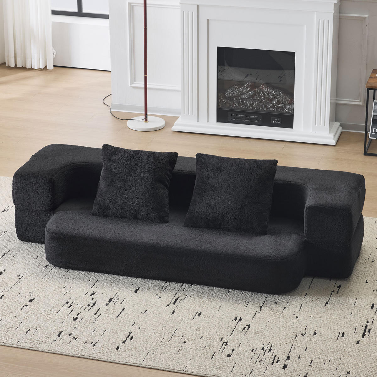 SCHLAFSOFA DE-34992 2-in-1 klappbar Schwarz - Schwarz, Textil (52/48/190cm) - ComfortXL
