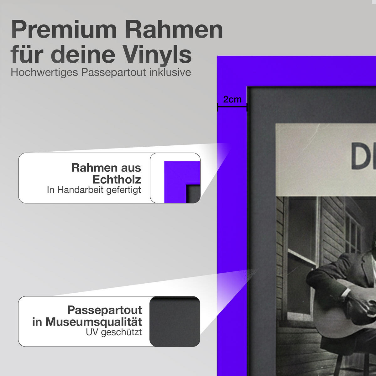 SCHALLPLATTEN RAHMEN 40/40 für das Cover - Lila, Holz (40/40cm) - K-Möbel