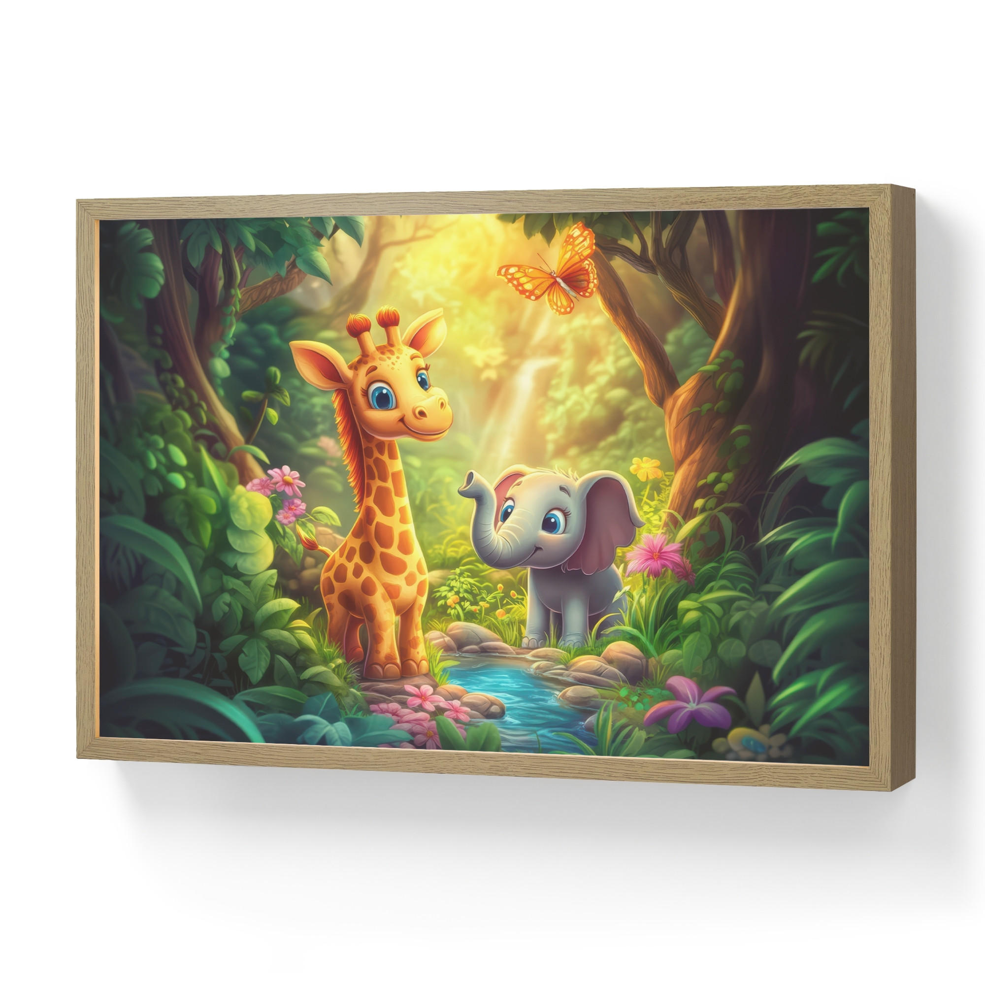 OnlyWow DOBÍJECÍ NOČNÍ LAMPIČKA Žirafa - slon - květiny - džungle 60x40 cm