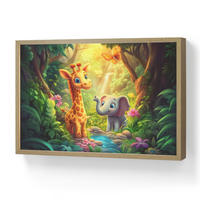 NACHTTISCHLAMPE MIT AKKU Giraffe - Elefant - Blumen - Dschungel 60x40 cm - Grün, Holzwerkstoff (8/60/40cm) - OnlyWow