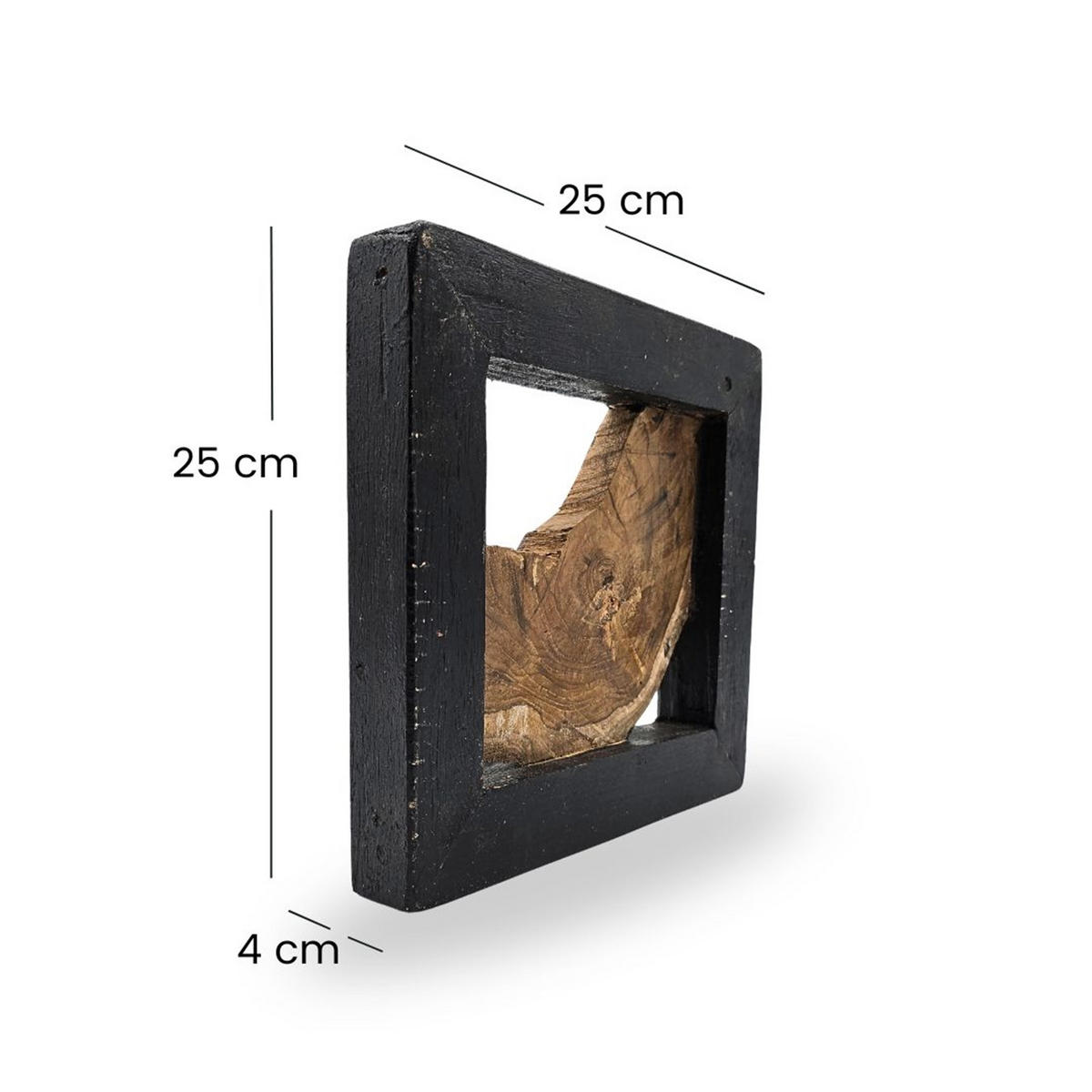 WANDDEKO Sprig 25x25 cm, Teak Wurzelholz massiv sdhwarz-braun - Naturfarben, Holz (25/25/4cm) - CREEDWOOD