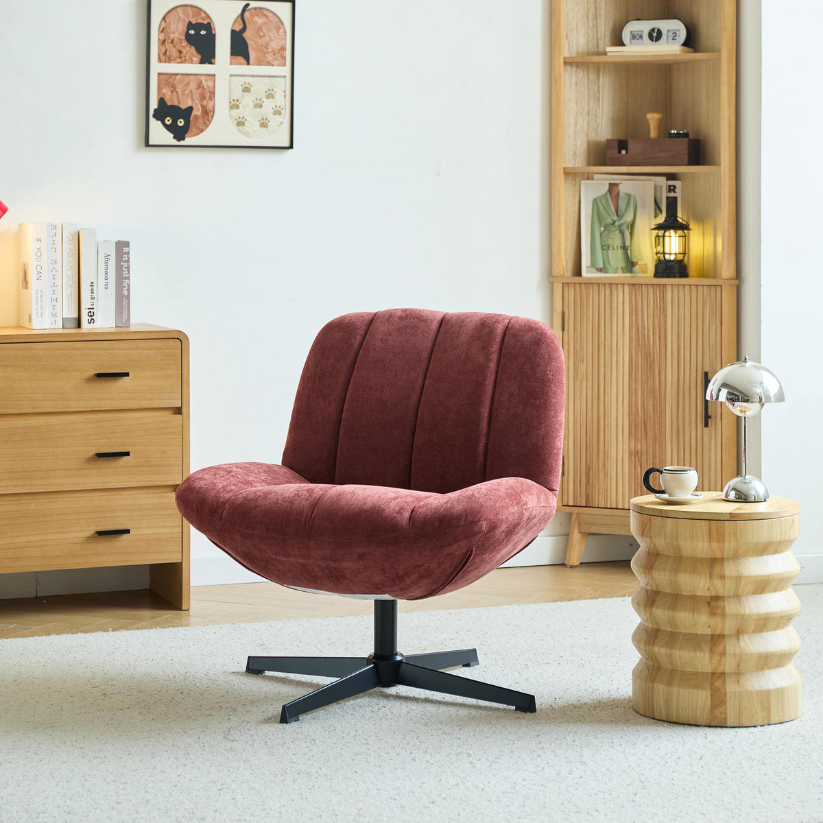 SESSEL Stoff Terrakotta - Rot, Textil (74/82/73cm) - Nordlys