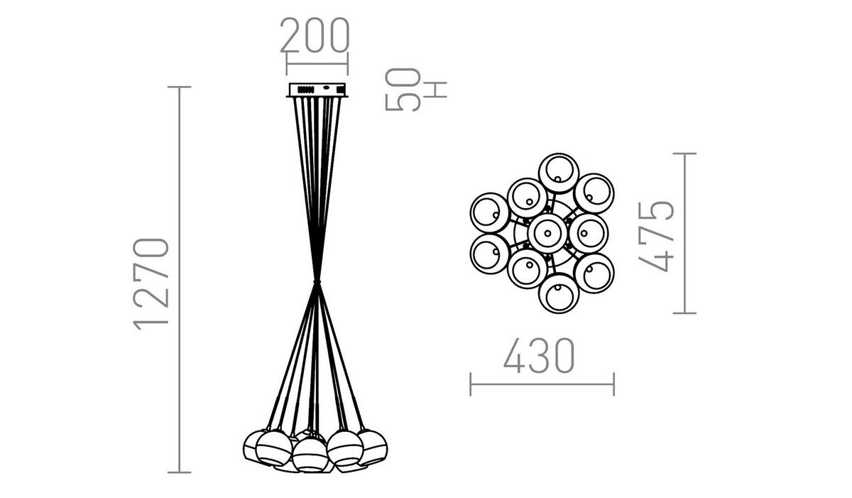PENDELLEUCHTE ASTRAL Chromglas 200 W - Chromfarben, Metall (30/30/120cm) - Rendl