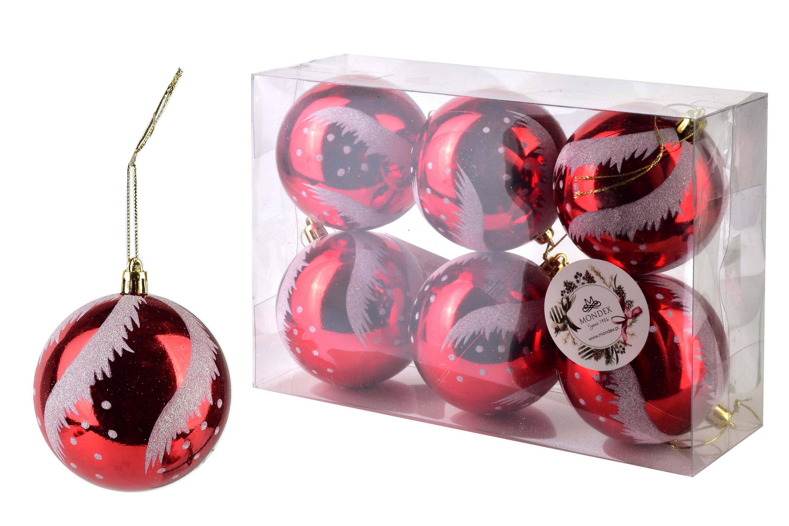 Mondex Christbaumkugel-Set Rot 8x7x7 cm