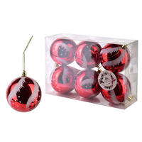 CHRISTBAUMKUGEL-SET Santa Lila Rot 7/8/7 cm Kunstoff - Rot, Kunststoff (8/7/7cm) - Mondex