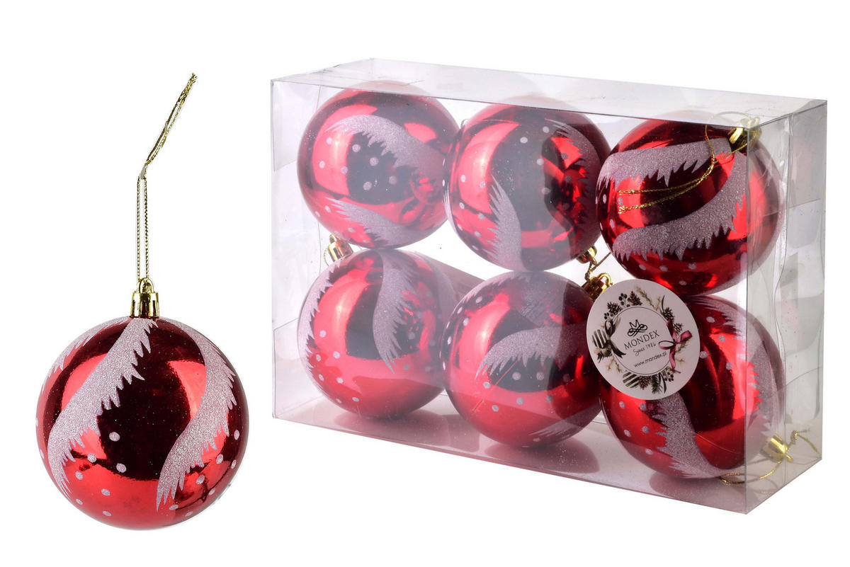 CHRISTBAUMKUGEL-SET Santa Lila Rot 7/8/7 cm Kunstoff - Rot, Kunststoff (8/7/7cm) - Mondex