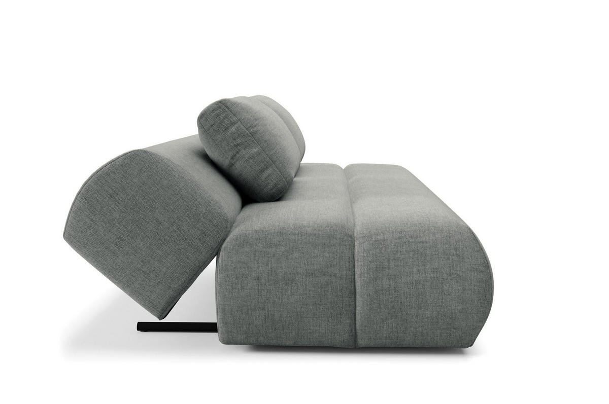 BETTSOFA ATOMO Grau Chenille-Stoff mit Schlaffunktion - Grau, Holz (217/82/134cm) - MASSENO