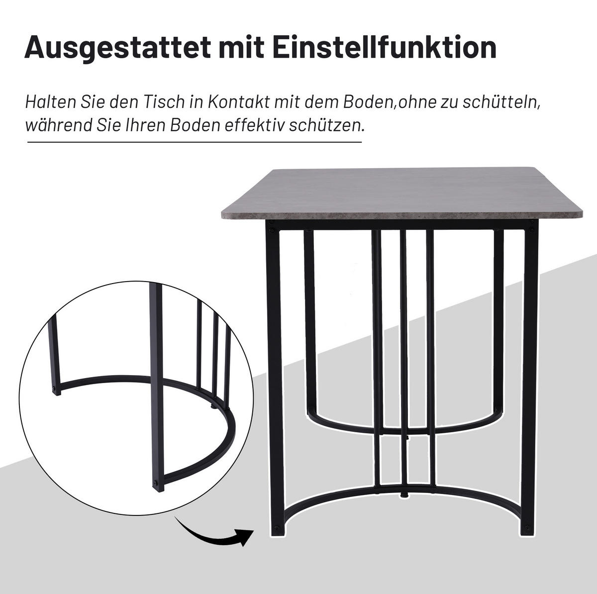ESSTISCH, MDF mit Marmor-Muster & Metallgestell, 140/80/75 cm, Grau - Grau, Holzwerkstoff (140/80/75cm) - Redom