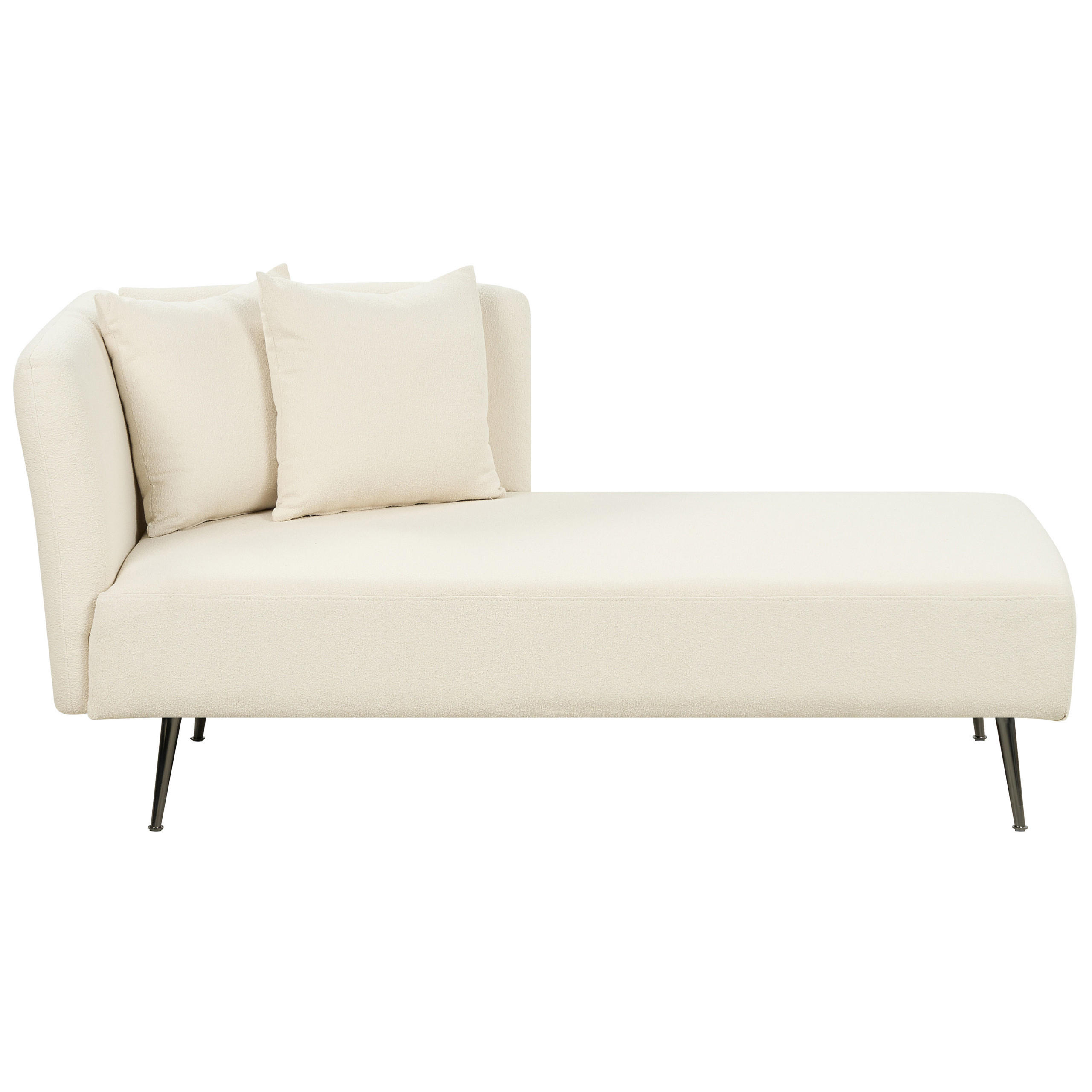 CHAISELONGUE Bouclé cremeweiß linksseitig Riom - Schwarz/Weiß, Textil (156/75/77cm) - Beliani