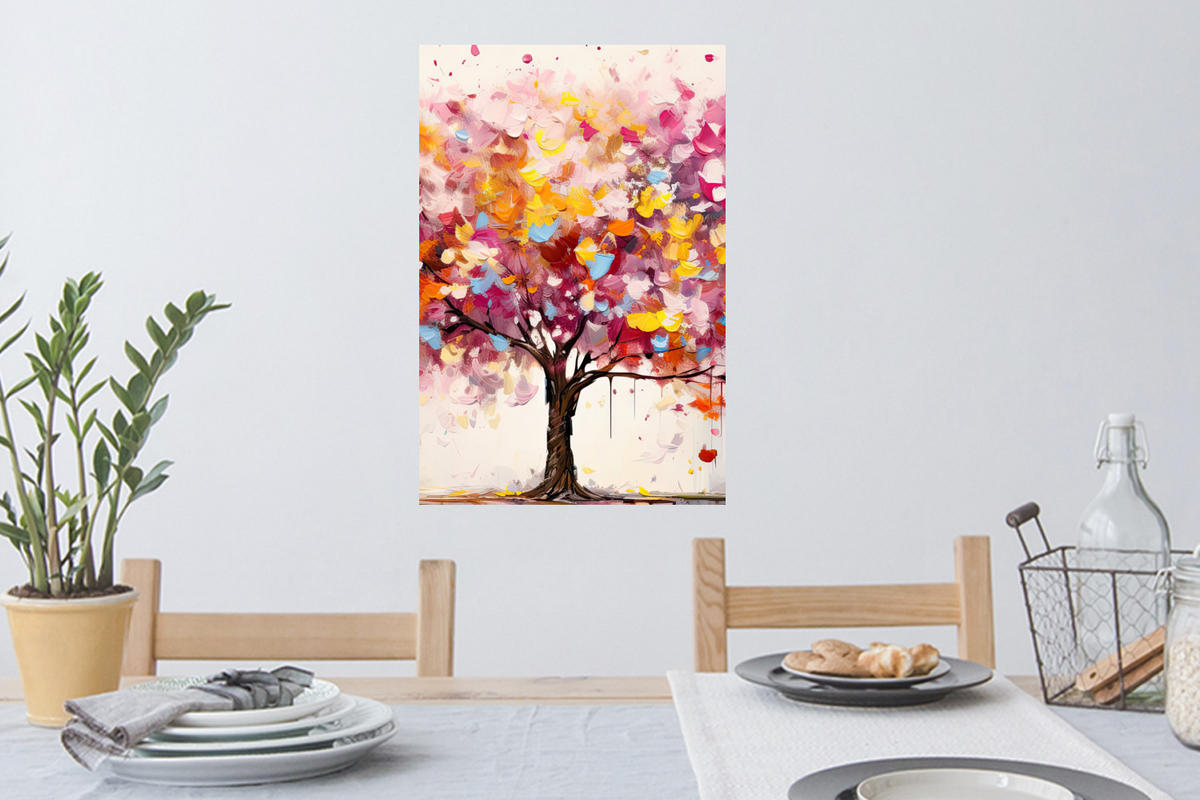 WANDTATTOO Aquarell - Baum - Kunst - Abstrakt 40x60 cm - Multicolor, Kunststoff (40/60/0.1cm) - MuchoWow