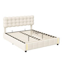 POLSTERBETT 140x200 cm, Beige, mit Stauraum - Beige, Textil/Metall (140/200cm)