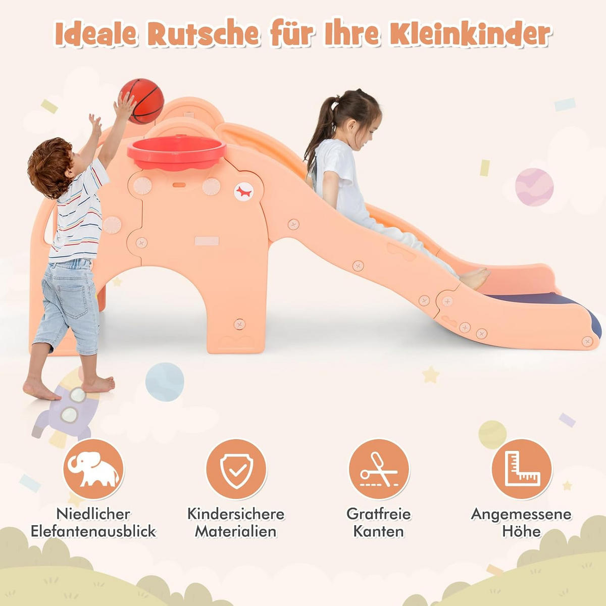 RUTSCHE outdoor 4 in 1 Rosa - Pink, Kunststoff (75/78/188cm) - COSTWAY