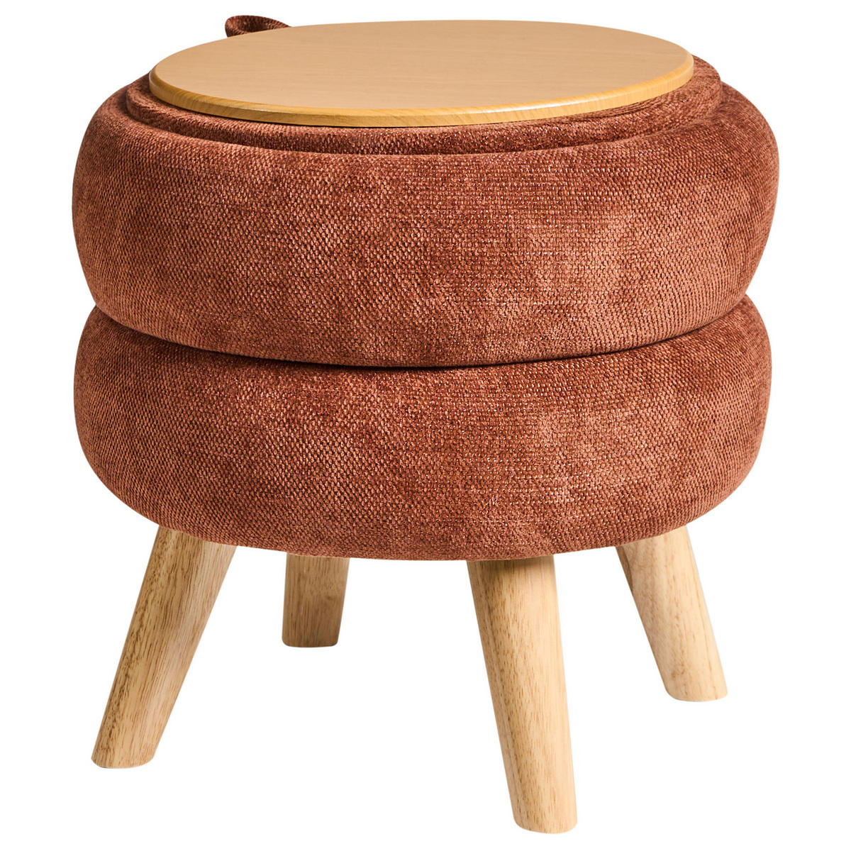 POUF mit Stauraum Chenillegewebe Goldbraun Hawley - Goldfarben, Textil (40/41/40cm) - Beliani
