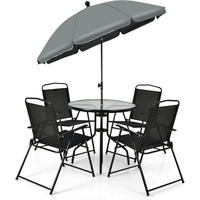 GARTENMÖBEL Set Schwarz(6-teilig) - Schwarz, Metall - COSTWAY