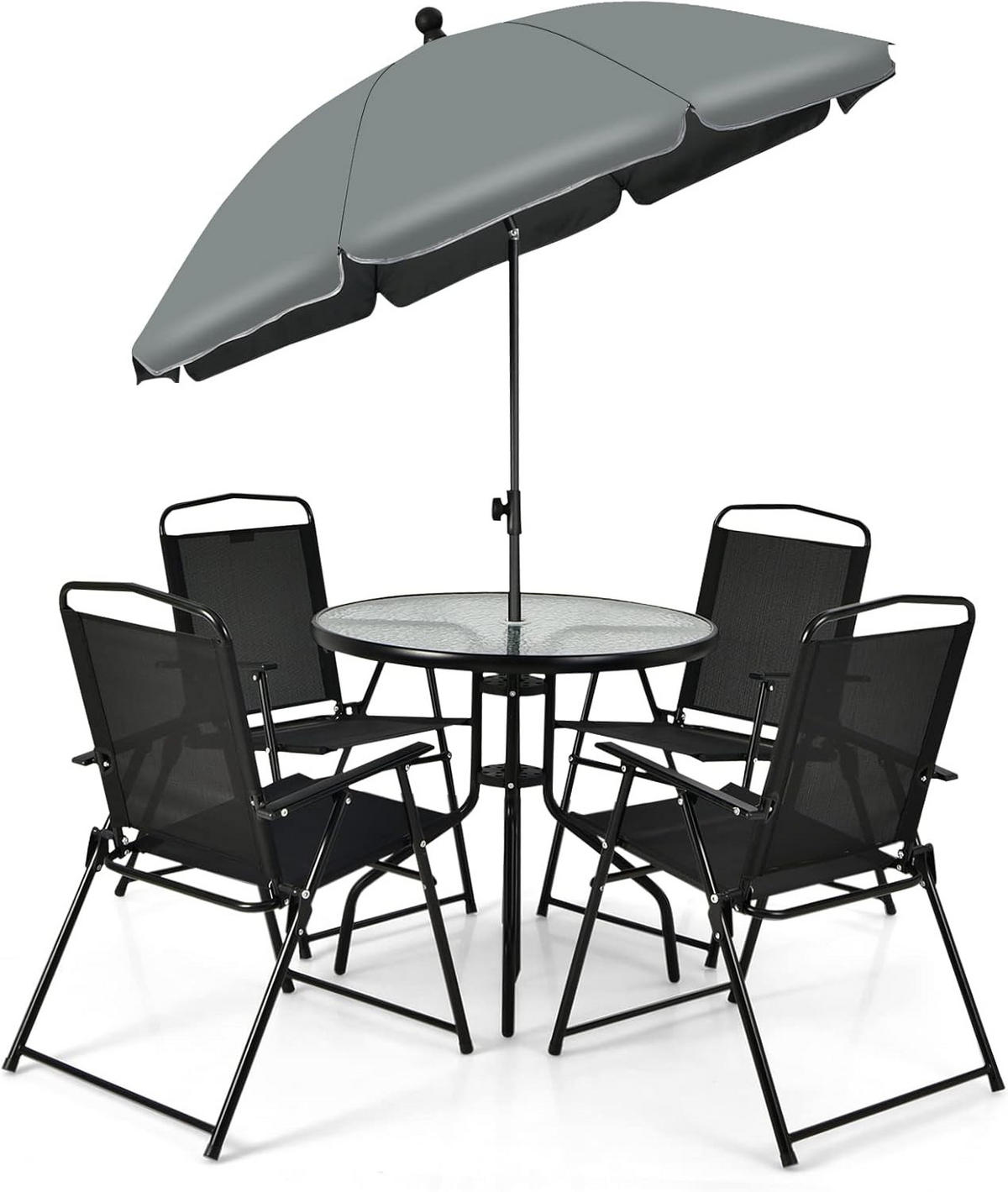 GARTENMÖBEL Set Schwarz(6-teilig) - Schwarz, Metall - COSTWAY