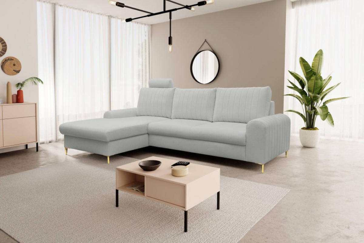ECKSOFA Popiel Mango Mit Schlaffunktion Links - Grau, Textil (251/164cm) - Sepro Meble