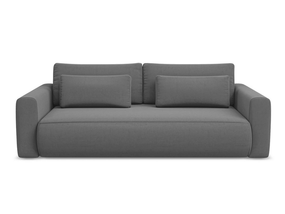 3-SITZER SOFA mit Schlaffunktion Samt Stoff Grau - Schwarz/Grau, Kunststoff/Textil (238/82/105cm) - Makamii