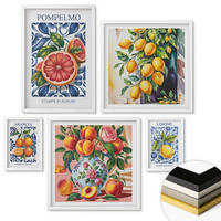 WANDBILDER 5er-Set - 50x50 cm & 20x30 cm & 40x60 cm Weißer Rahmen - Illustrationen von Zitrusfrüchten - Weiß, Kunststoff (40/60cm) - ArtPrintCave