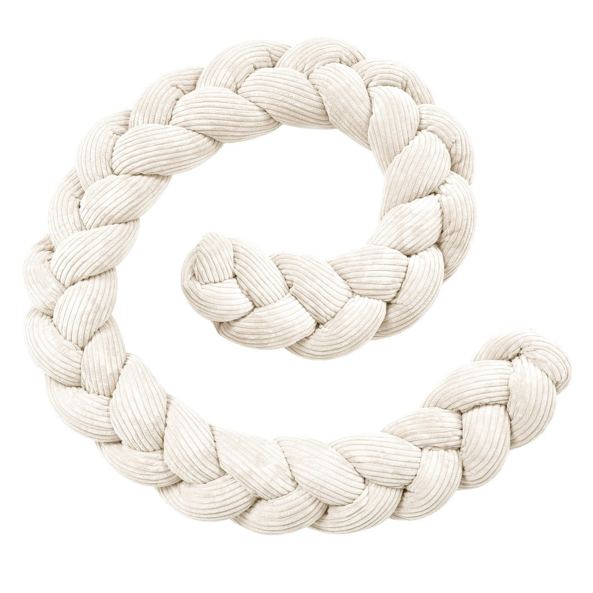 BETTUMRANDUNGSSCHUTZ geflochtene Bettschlange aus Cord, 150 cm, Vanille - Beige, Textil - MeowBaby