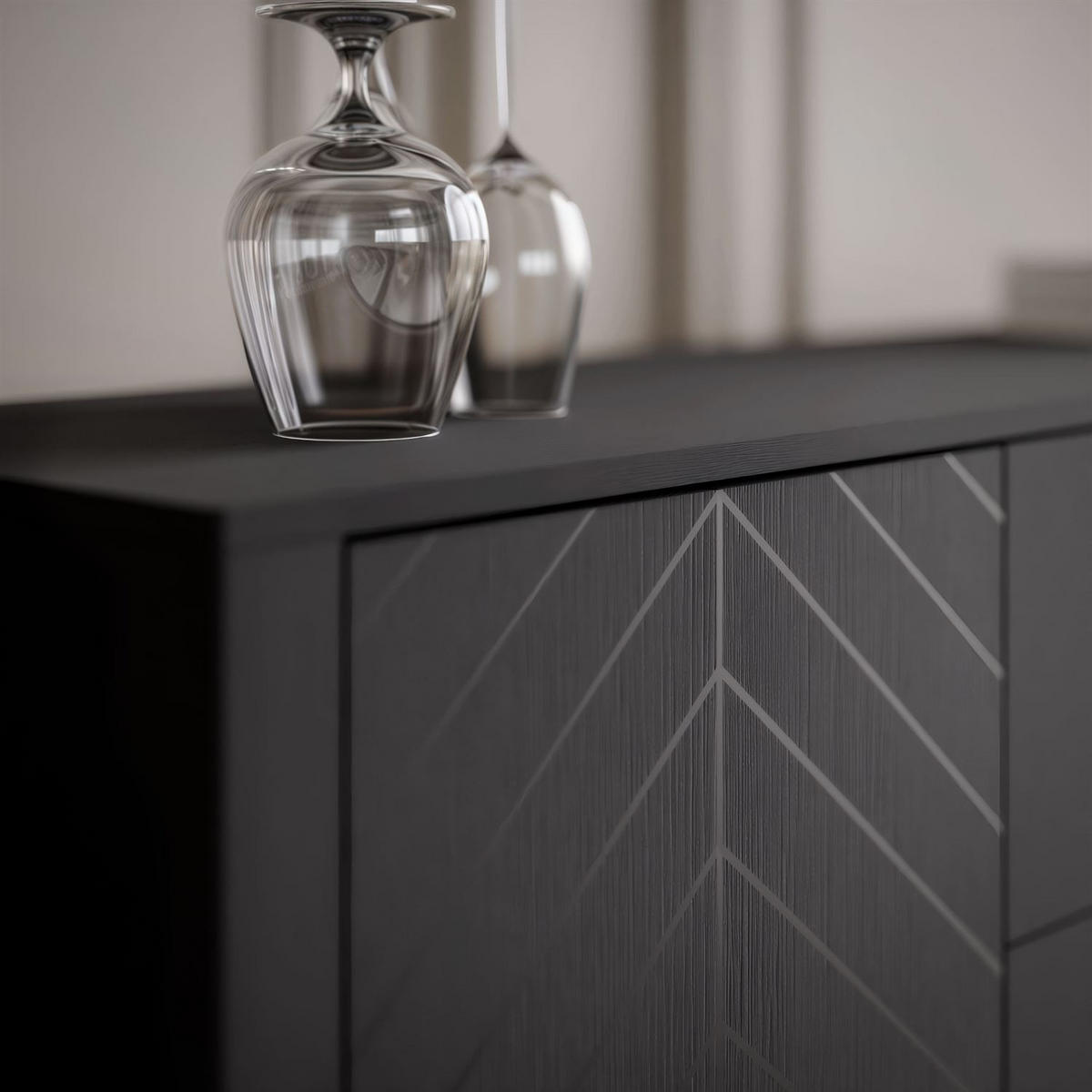 SIDEBOARD mit Schubladen LUMI, Schwarz - Schwarz, Holzwerkstoff (153/95/40cm) - Lookway
