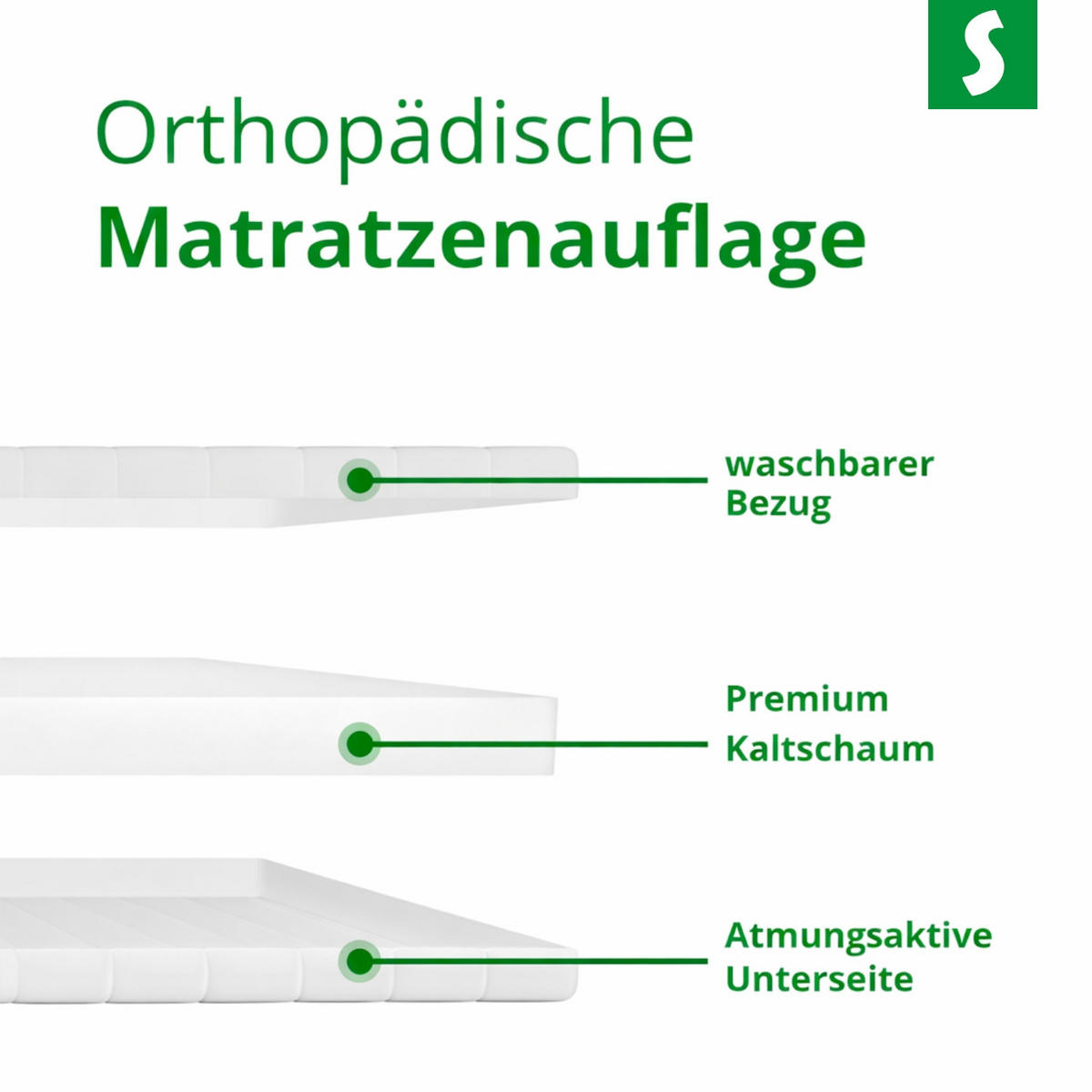 MATRATZENTOPPER 180 x 200 cm – ca. 5 cm Höhe - Weiß, Textil (180/200cm) - Schlaftroll