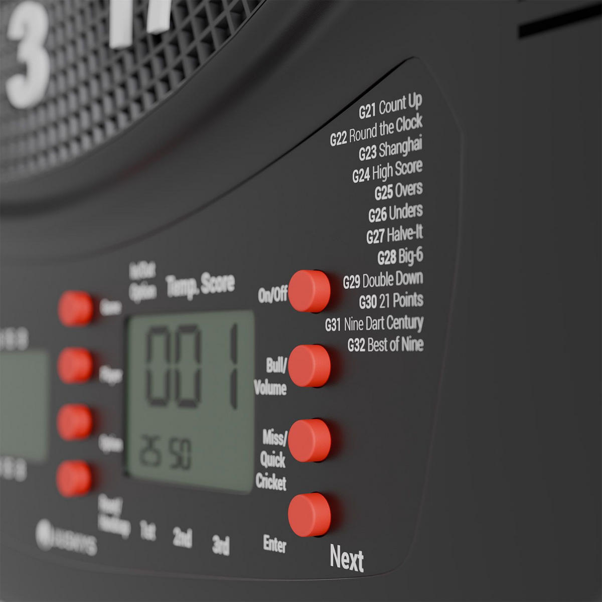 ELEKTRONISCHE Dartscheibe 32 Spiele - Schwarz, Kunststoff (52/3cm) - Juskys