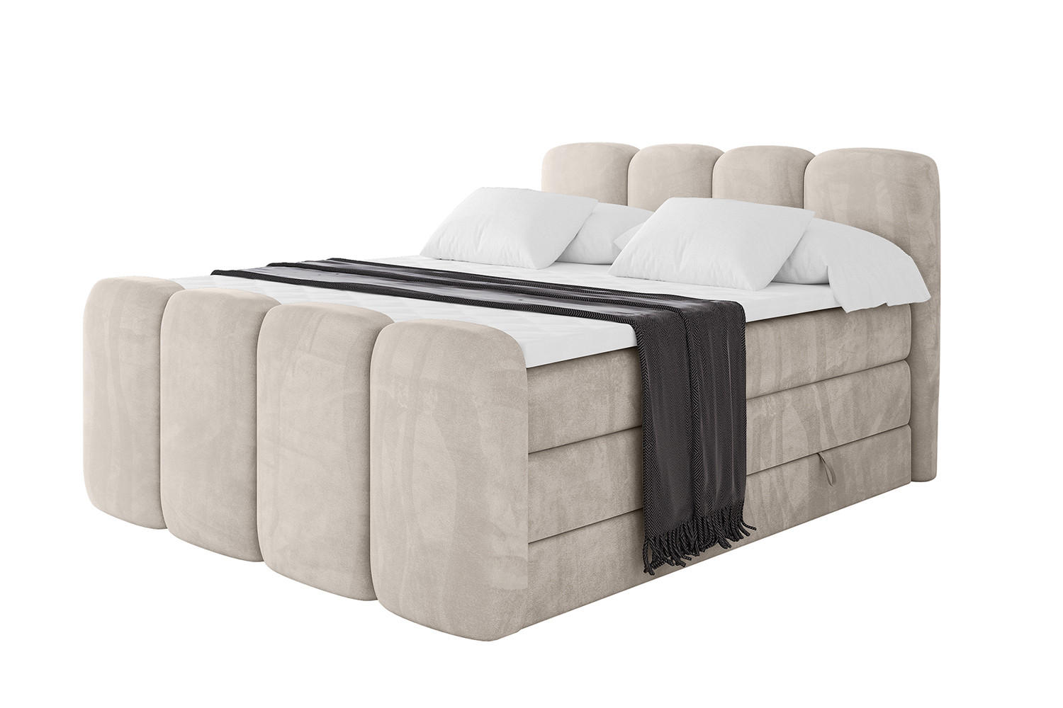 BOXBETT mit Matratze H3|H4 und Lattenrost - NINA-Z KING - 120x200 cm Casablanca - Beige - Champagner, Holzwerkstoff (120/200cm)