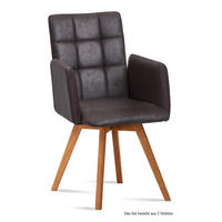 ARMLEHNSTUHL (2er-Set) Dione 52x91x60 Eiche geölt/Espresso - Eichefarben/Dunkelbraun, Kunststoff (60/91/52cm) - 58aufmkessel