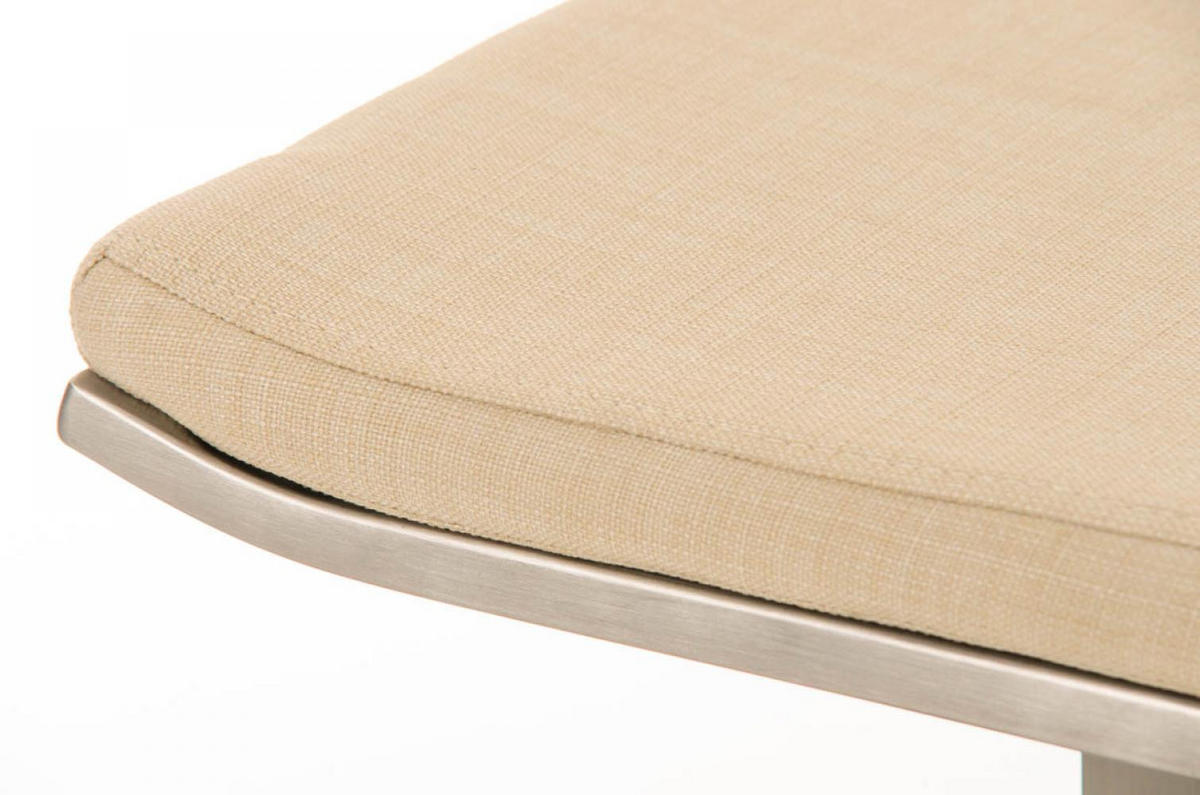 BARHOCKER Stoff Creme - Edelstahlfarben/Creme, Textil/Metall (39/78/42cm) - CLP