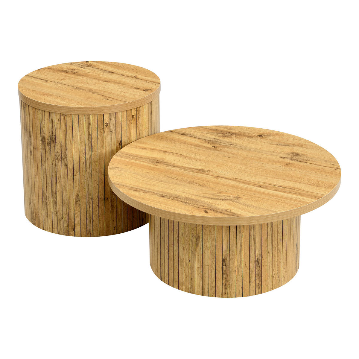 COUCHTISCH-SET Rund Ø75/50 cm Naturholzoptik im Skandi-Design - Naturfarben, Holzwerkstoff (75/75/36cm) - Urban Meuble