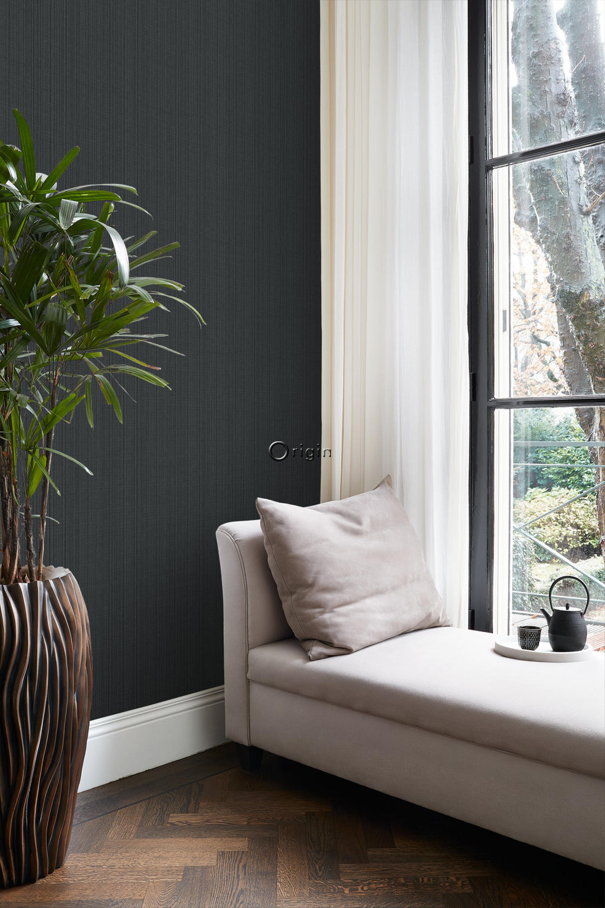 TAPETE Gewebeoptik 53 cm x 10.05 m - Grau, Papier (53/1000cm) - Origin Wallcoverings