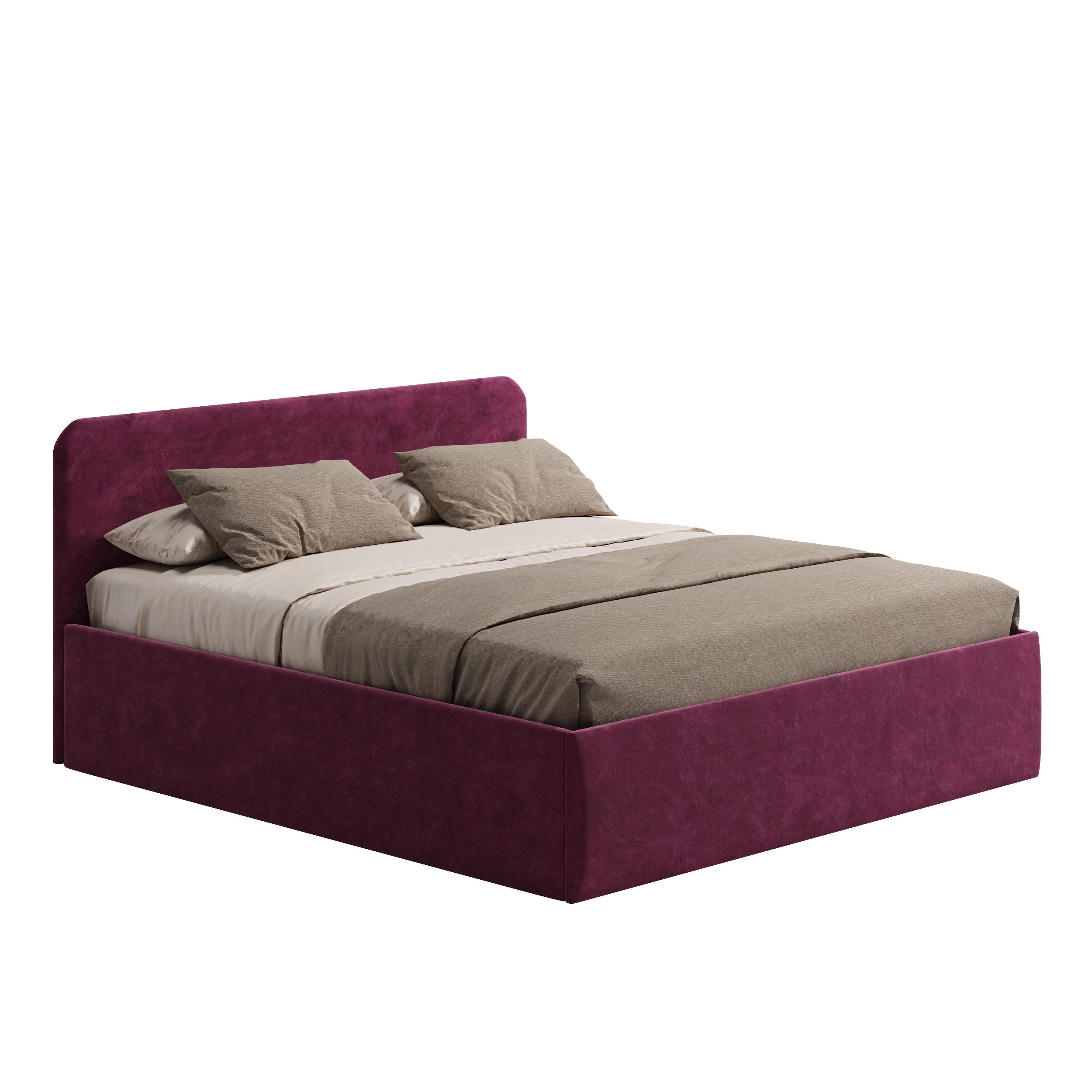 POLSTERBETT 200x200 cm Microvelours in Beere - Beere, Textil (200/200cm) - Home Collective