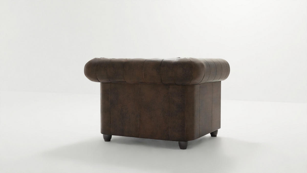 CHESTERFIELD-SESSEL Flux Dunkelbraun Microfaser Vintageoptik - Dunkelbraun/Braun, Holz/Textil (94/72/86cm) - S-Style Möbel