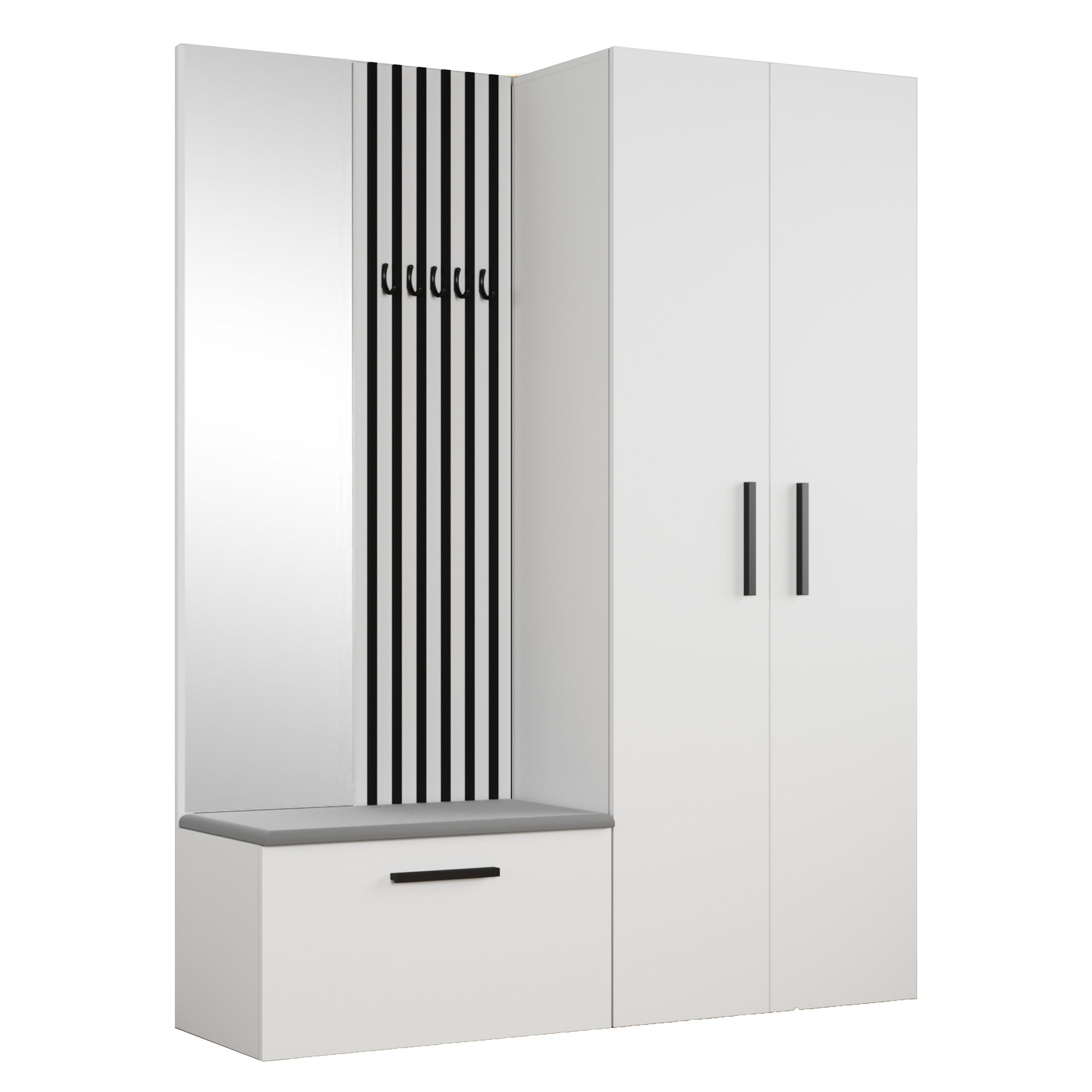 Masseno Garderobenschrank Weiß 160.6x204x40 cm