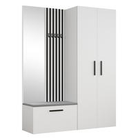 GARDEROBENSCHRANK MODULO 160,6/204/40 cm Modern Garderobe-Set Weiß - Weiß/Grau, Holzwerkstoff (160.6/204/40cm) - MASSENO