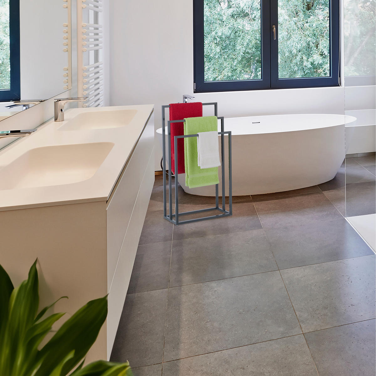 HANDTUCHSTÄNDER - Anthrazit, Metall (46/83/21cm) - Relaxdays