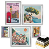 WANDBILDER 5er Set - 50x50 cm & 20x30 cm & 40x60 cm Silberner Rahmen - Obstposter Zitronen Orangen - Silberfarben, Kunststoff (40/60cm) - ArtPrintCave