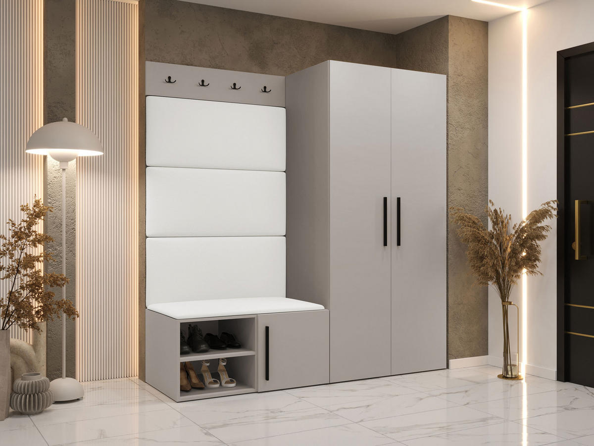 GARDEROBEN-SET Medi I - Kaschmir/Schwarz, Holzwerkstoff/Kunststoff (80/191/50cm) - MIRJAN24