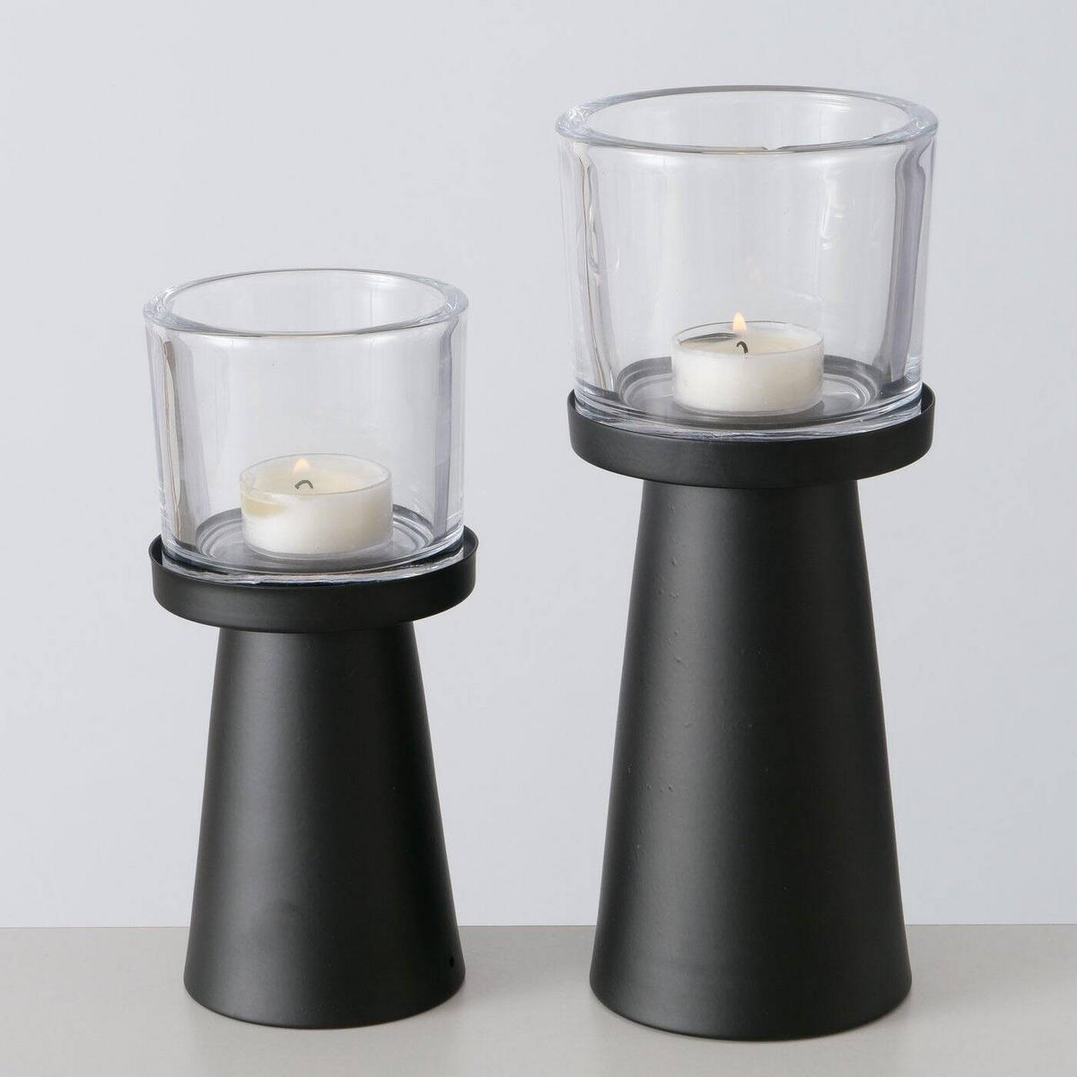 KERZENHALTER Pius, 2er-Set - Schwarz, Metall (9/23/9cm) - Boltze Home