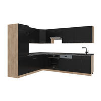 ECKKÜCHE Fame-Line, Schwarz gestreift/Goldkraft Eiche, 227 x 287 cm, AP Anthrazit - Honigeiche/Schwarz, Holzwerkstoff (227/81.6/60cm) - Vicco