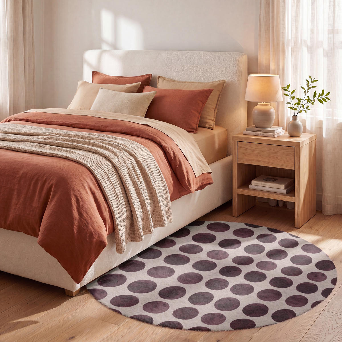TEPPICH - Polka dots - Muster - Braun - 120x120 cm - Dunkelbraun, Kunststoff/Textil (120/0.4cm) - OnlyWow