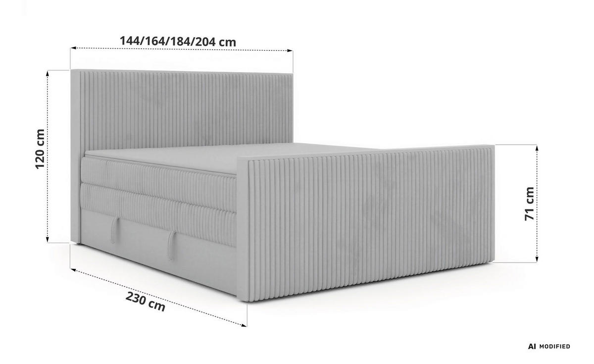 BOXSPRINGBETT TRAVIT KING DUO 160/200 - Braun Cord - Topper T25 - H3 - Schwarz/Braun, Kunststoff/Textil (160/200cm) - MKS