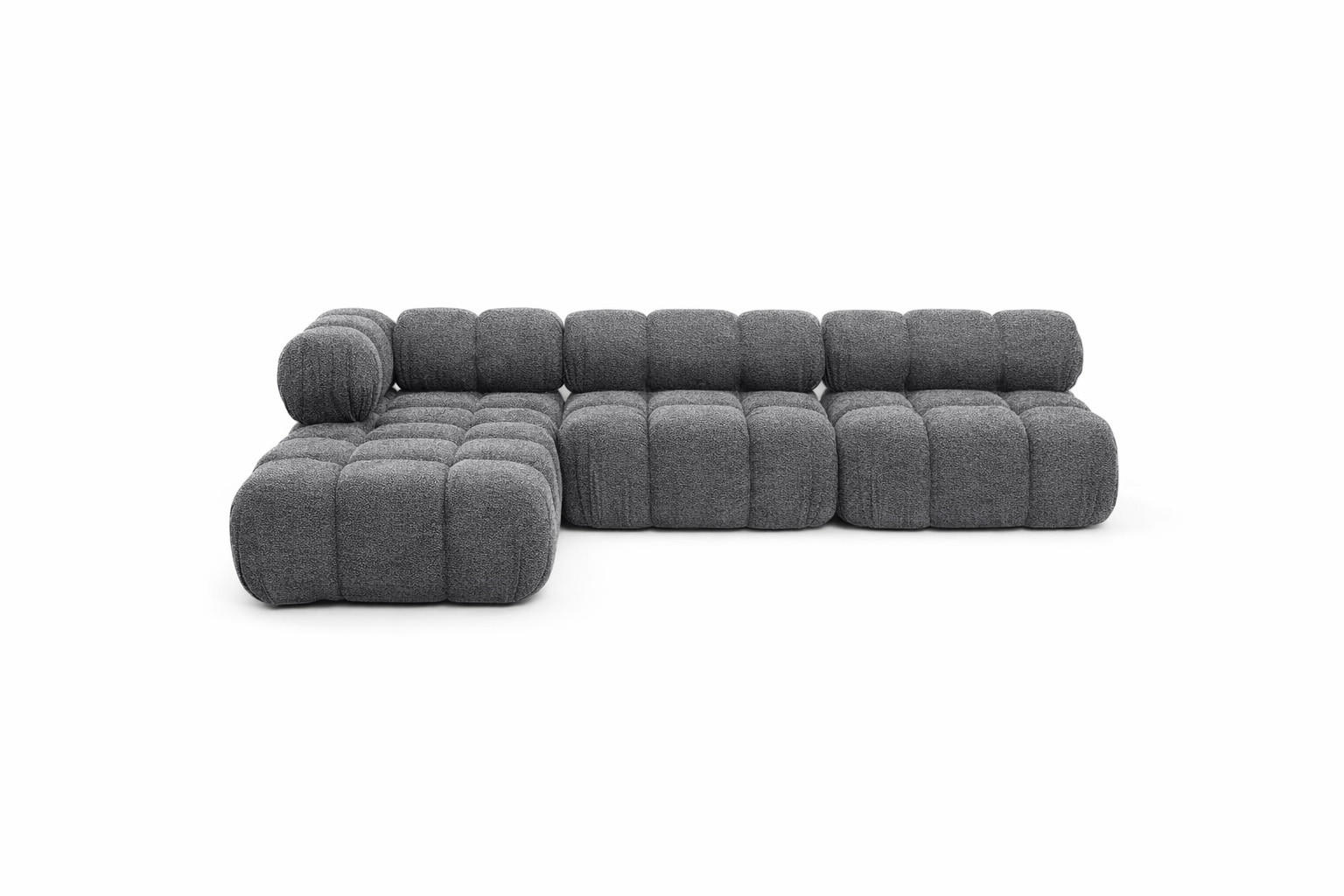 ECKSOFA L-Form Modulare, Bouclé-Stoff Abriamo, Dunkelgrau, Links, Selia - Dunkelgrau, Holz (285/160cm) - Kaiser Möbel